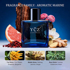 2PC Midnight Marine Cologne for Men, Marine Woody Eau de Parfum, 1.7 Fl Oz