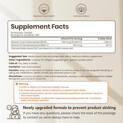 High-Potency Vitamin D3 K2 MK-7 | Complete Bone & Cardiovascular Support in Coconut Oil | 300 Softgels, Easy to Swallow