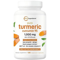 High-Absorption Turmeric Curcumin 1000mg | 95% Curcuminoids with  Black Pepper | Absorption Boosting Blend with Propolis, Ginger, MCT & Vitamin C | 120 Plant-Based Capsules