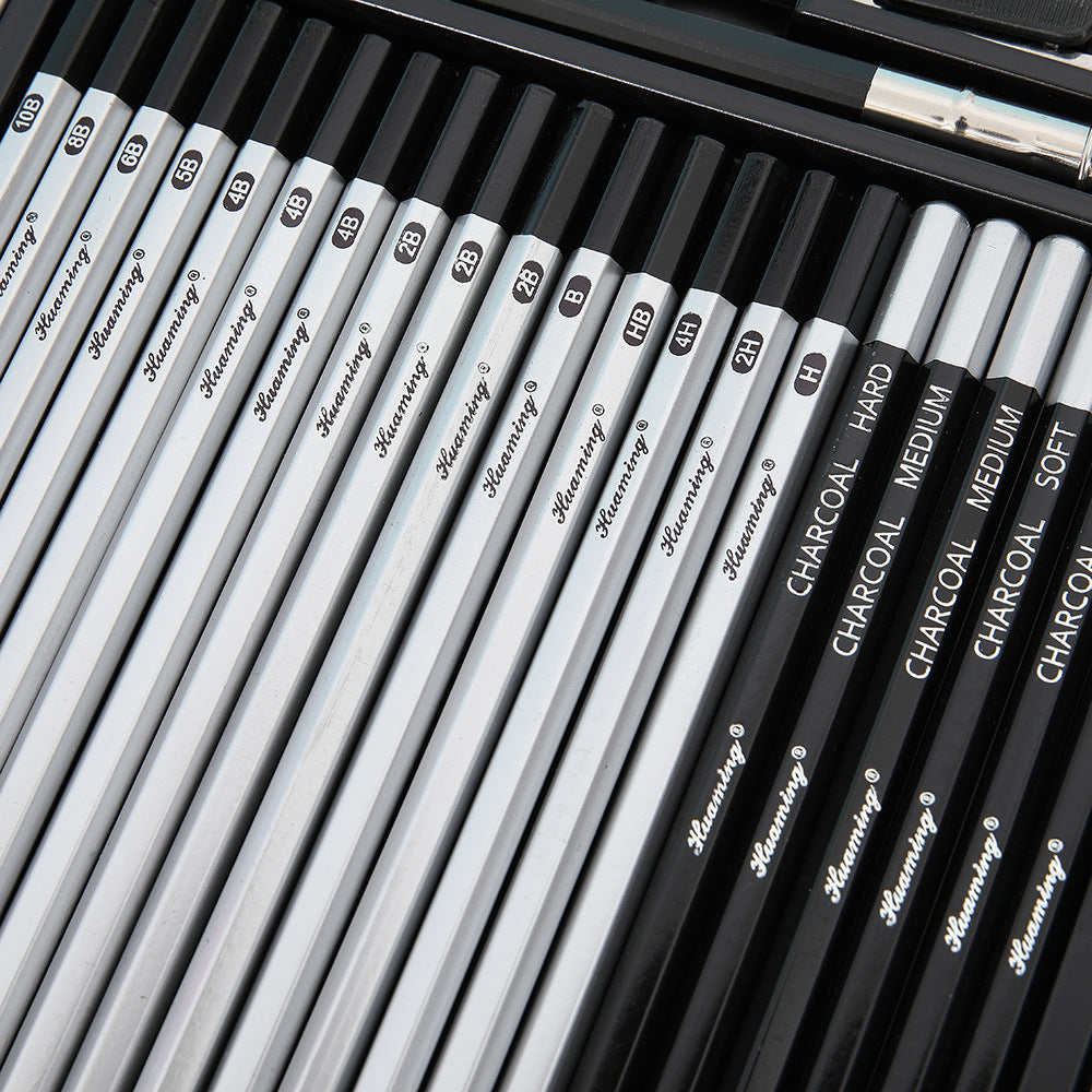 29-Piece Drawing & Charcoal Pencil Set with Metal Case