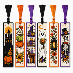 Halloween Cross Stitch Bookmark Kit – DIY Embroidery Bookmarks for Book Lovers