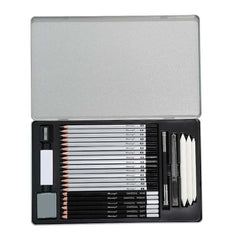 29-Piece Drawing & Charcoal Pencil Set with Metal Case