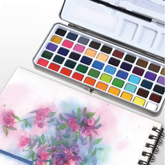 72-Color Metallic Watercolor Paint Set with Portable Tin Case