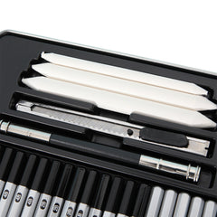 29-Piece Drawing & Charcoal Pencil Set with Metal Case