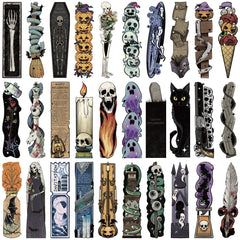 30-Piece Vintage Halloween Bookmarks – Pumpkin & Skull Reading Page Markers