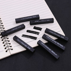 12pcs compressed charcoal sticks set, soft medium hard square charcoal for sketching drawing