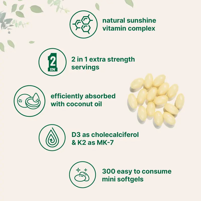 Micro Ingredients Vitamin D3 K2 Supplement Softgels - Coconut Flavor