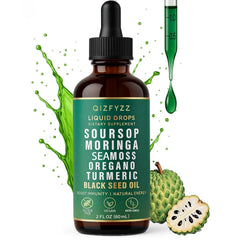 Soursop Bitters Liquid Drops 10-in-1 with  Moringa, Turmeric, Black Seed Oil, Oregano| Herbal Extracts for Overall Health | Vegan, Non-GMO | 2 fl. oz