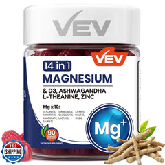 14-in-1 Magnesium Complex Gummies with Ashwagandha, L-Theanine, D3